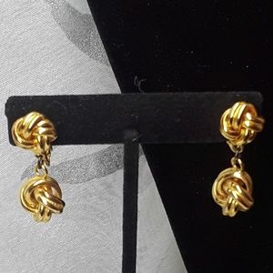 Gold Double Knot clip earrings